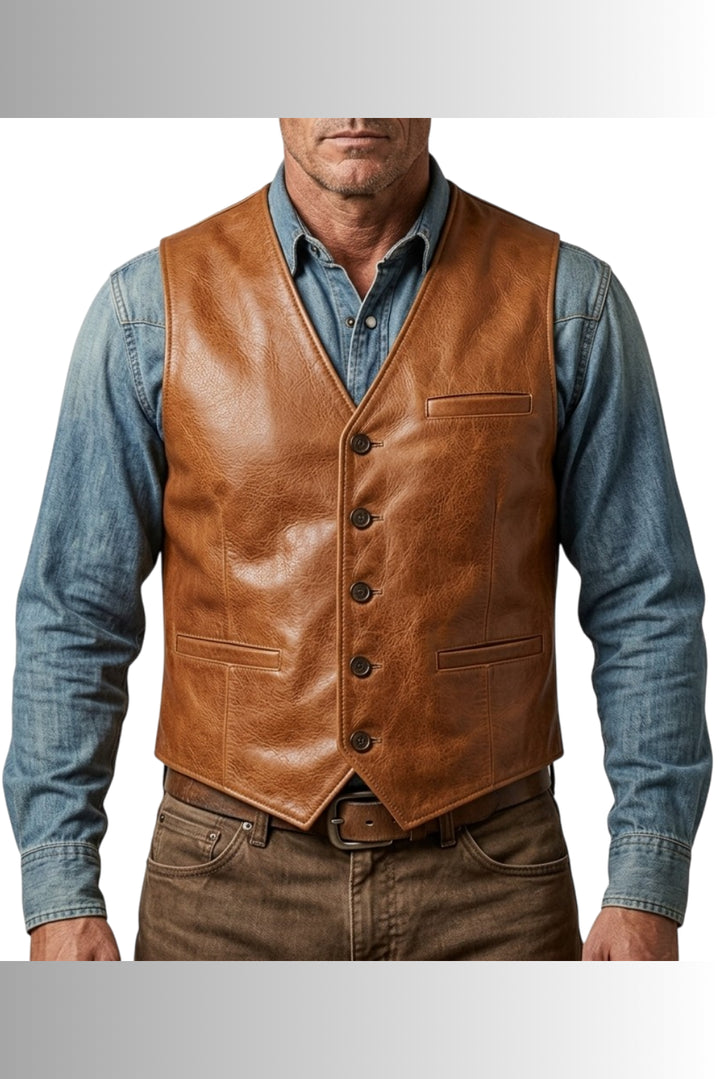 leather cowboy vest
