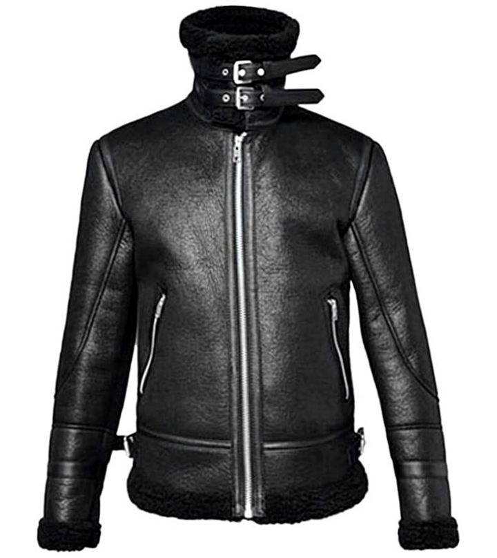 leather jacket fur collar mens