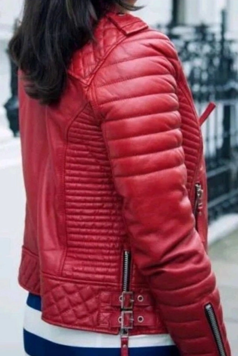 red leather jacket moto womens