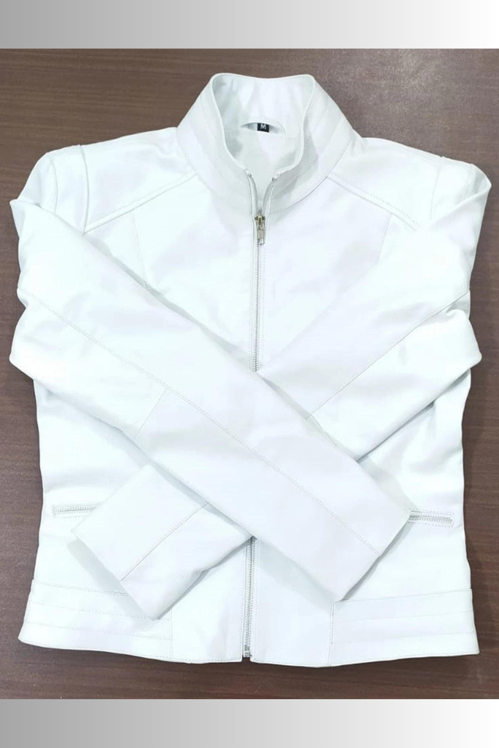 leather jacket with white