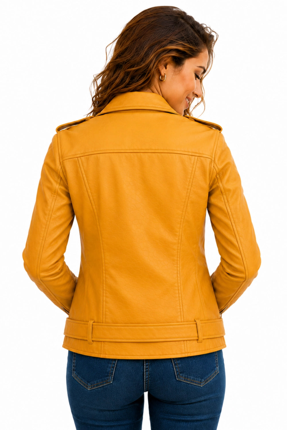 leather jacket yellow