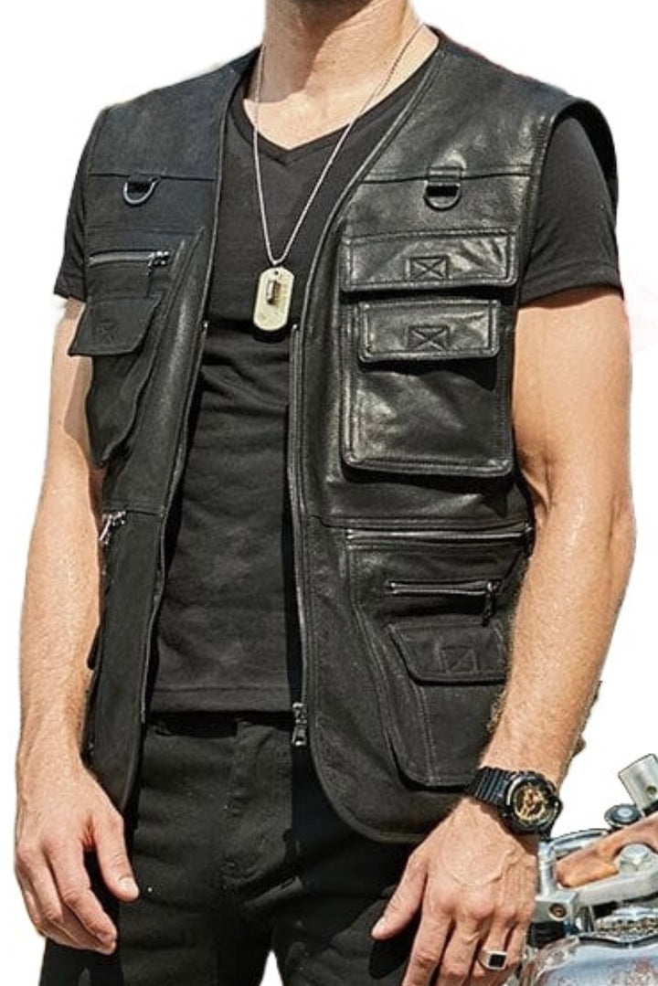 leather motorcycle vest