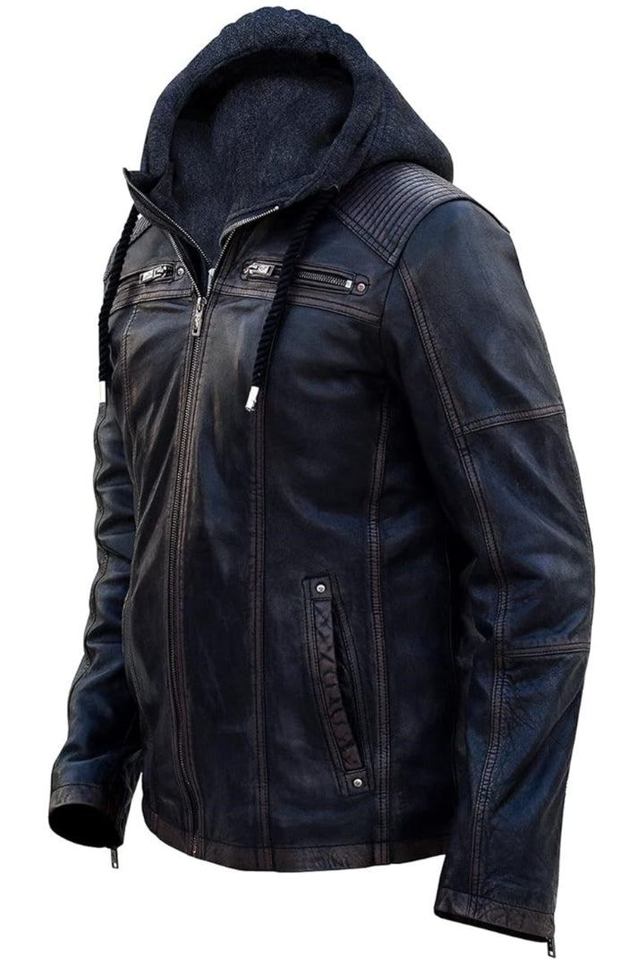 long black leather jacket