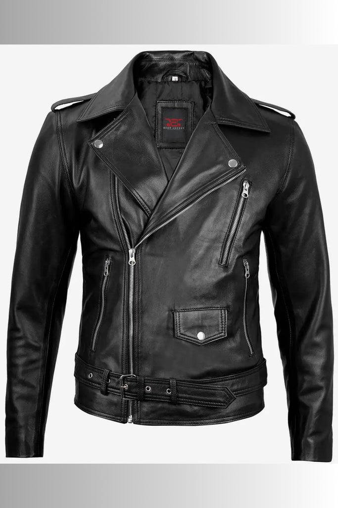 Marlon Brando Black Leather Biker Jacket – Red Bear Jacket