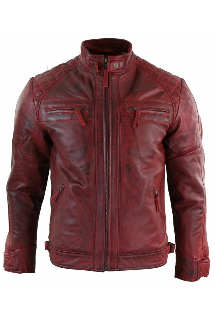 maroon leather jacket