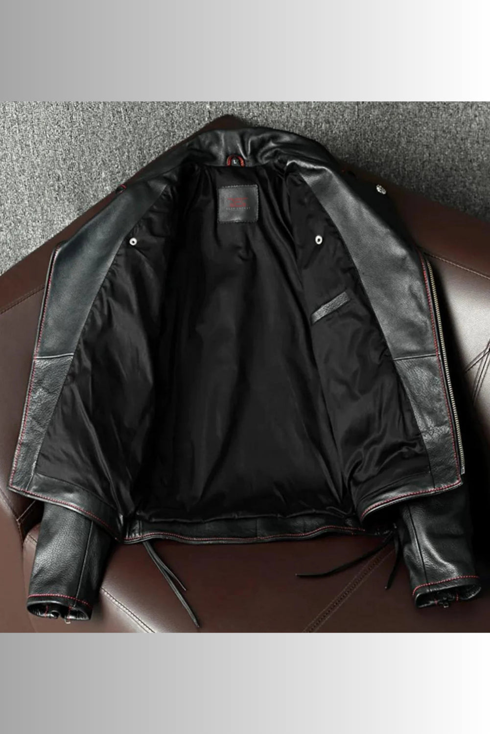 men's black leather jacket