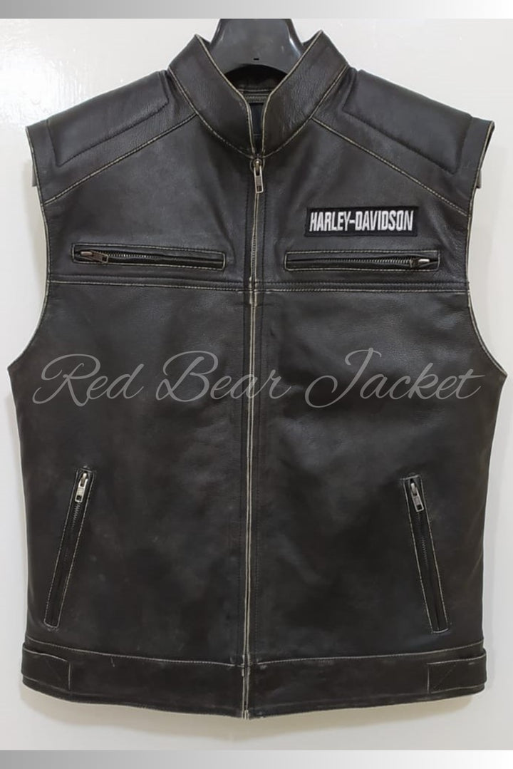 men's leather vest
