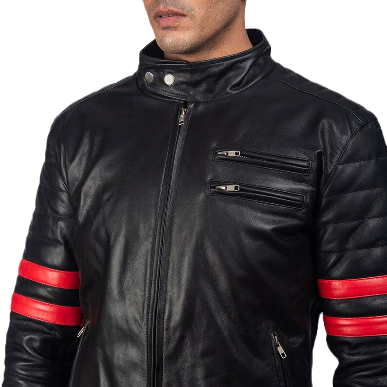 mens biker jacket black