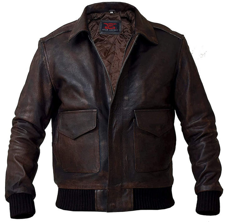 mens military leather bomber jacket