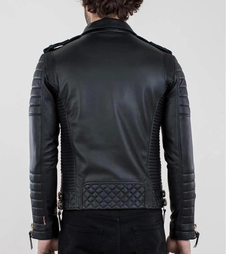 mens real leather biker jacket