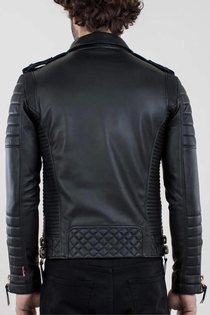 mens real leather biker jacket