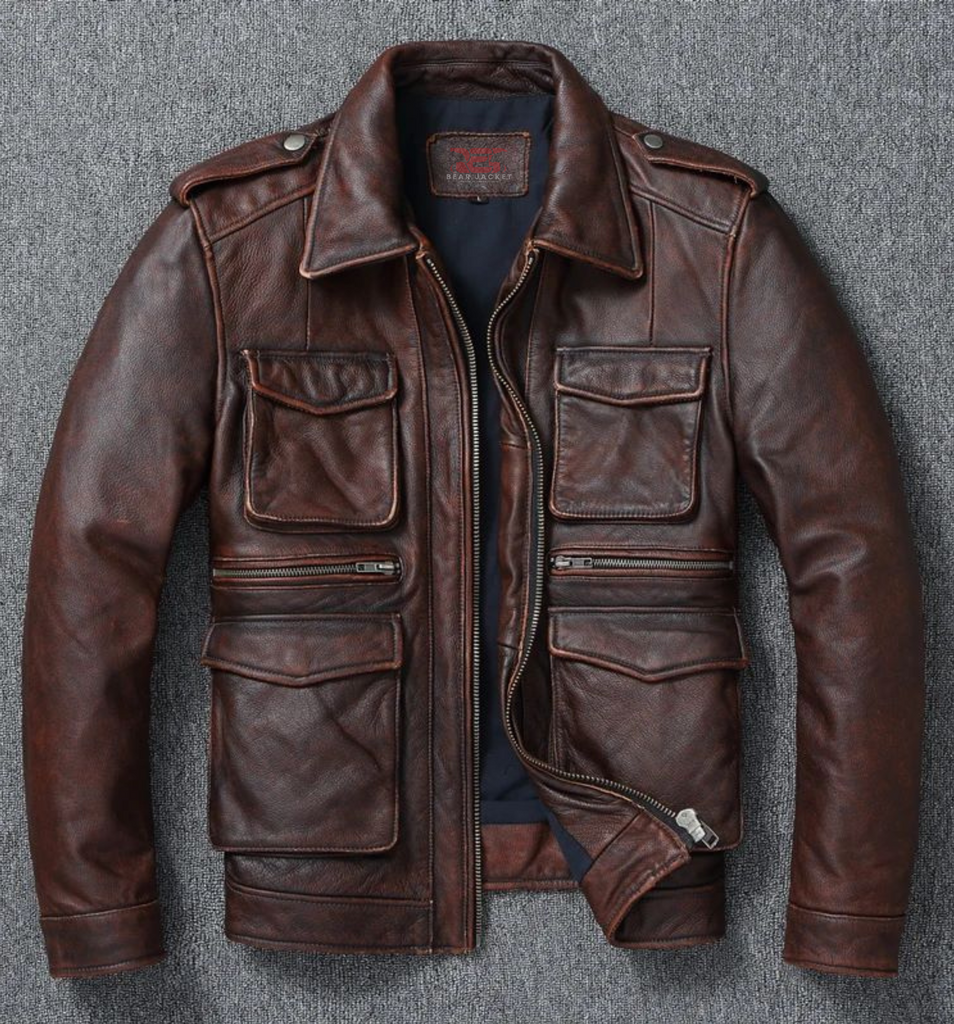 Men's Dean Vintage Distressed Brown & Black Leather Jacket – Red