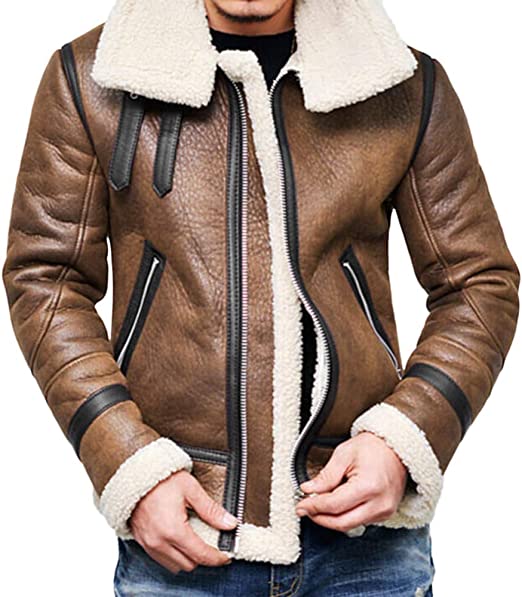 Francis B-3 Brown & White Leather Bomber Jacket