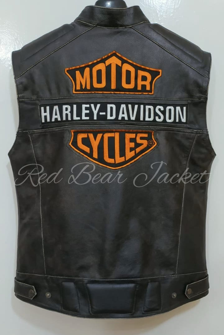 motorcycle mens leather vest