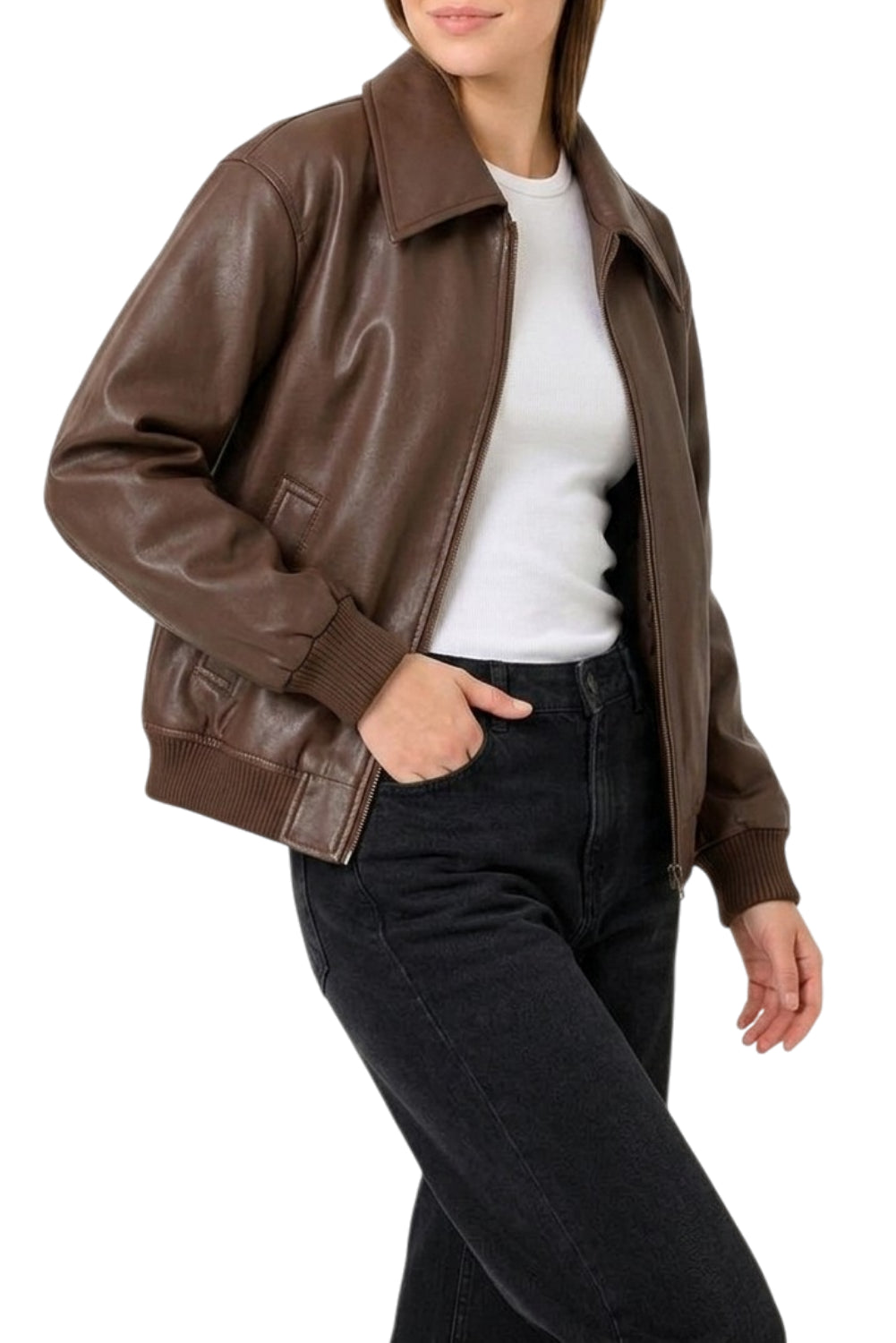 oversized leather bomber jacket
