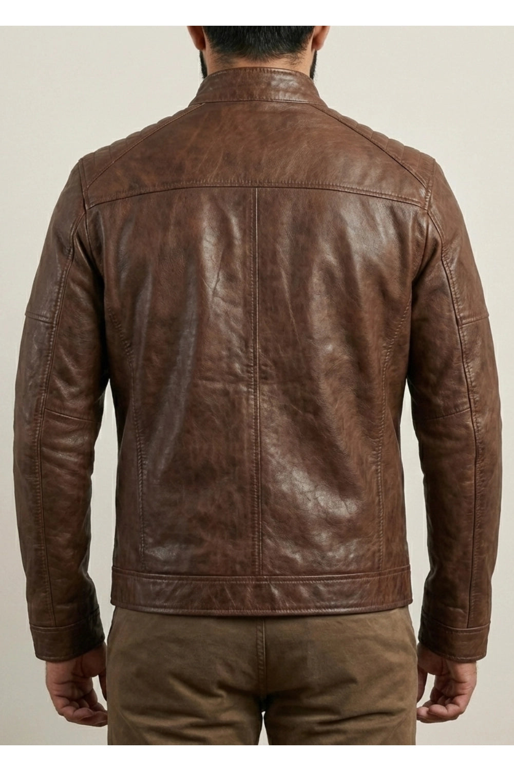 oversized brown leather jacket