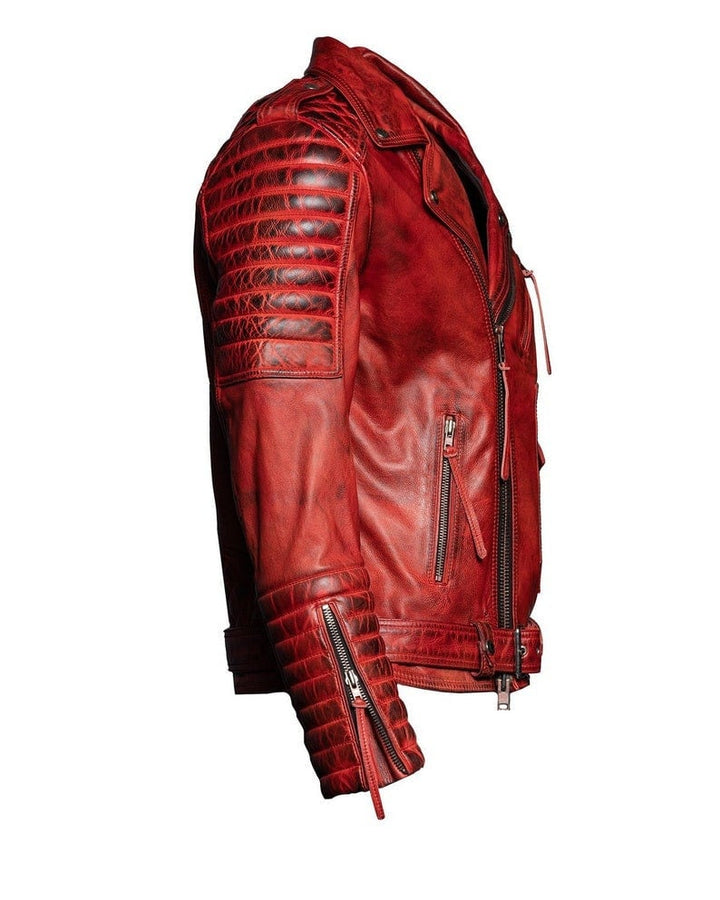 red leather biker jacket