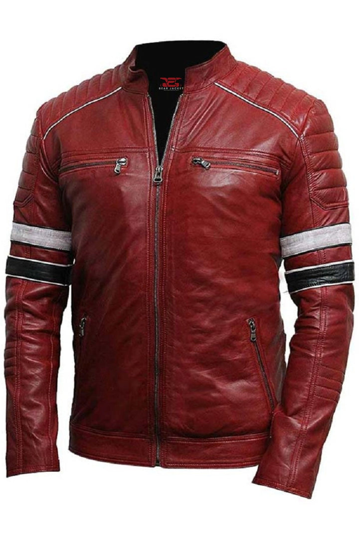 red leather biker jacket