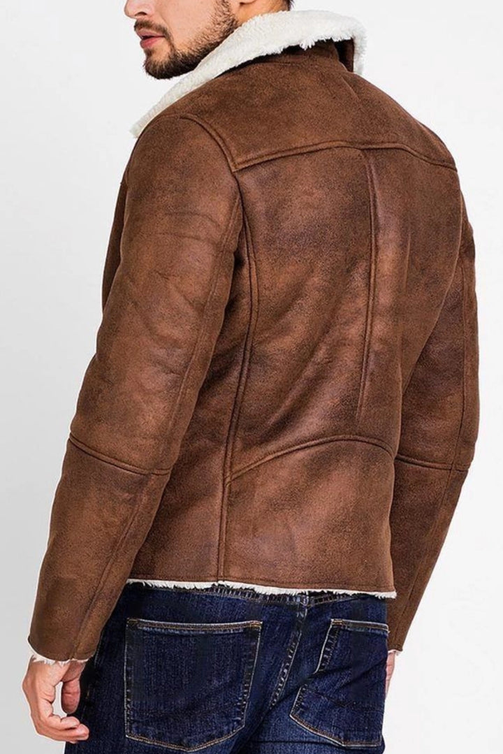 shearling leather jacket brown