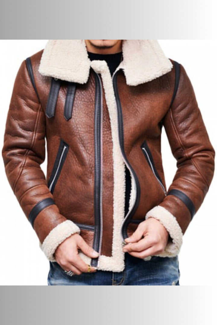 shearling leather jacket for men