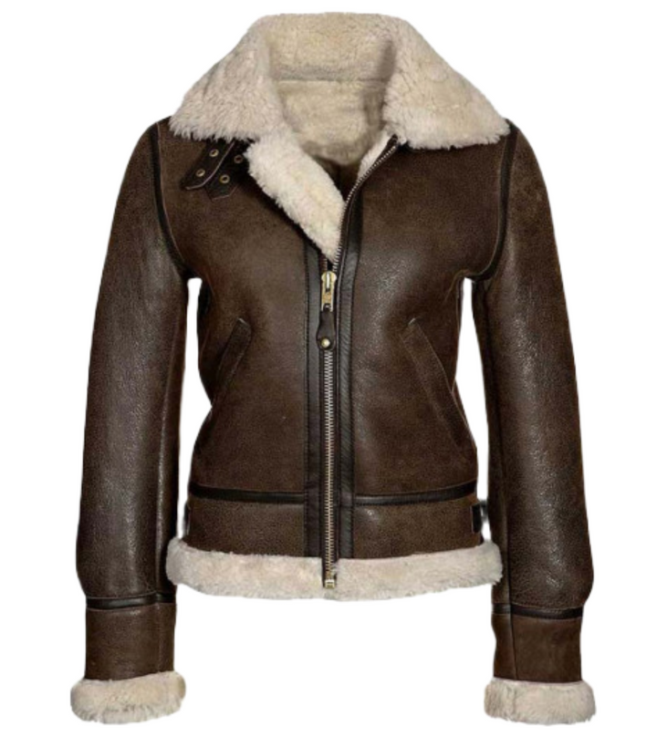 shearling leather jacket for women