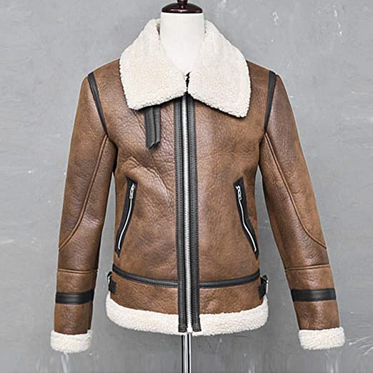 Francis B-3 Brown & White Leather Bomber Jacket