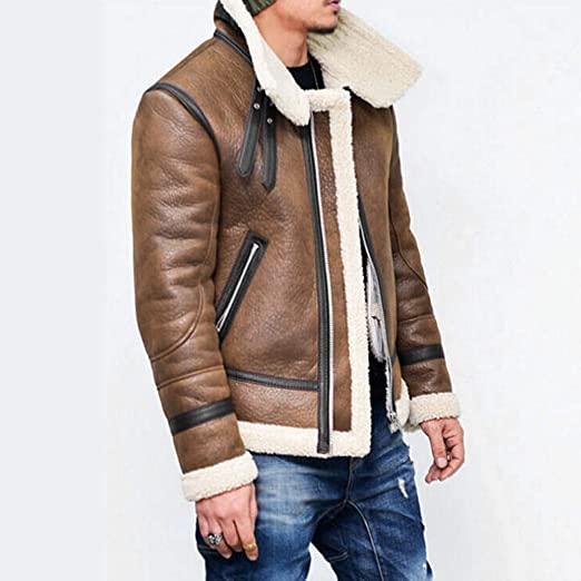 Francis B-3 Brown & White Leather Bomber Jacket