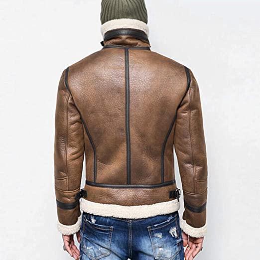 Francis B-3 Brown & White Leather Bomber Jacket