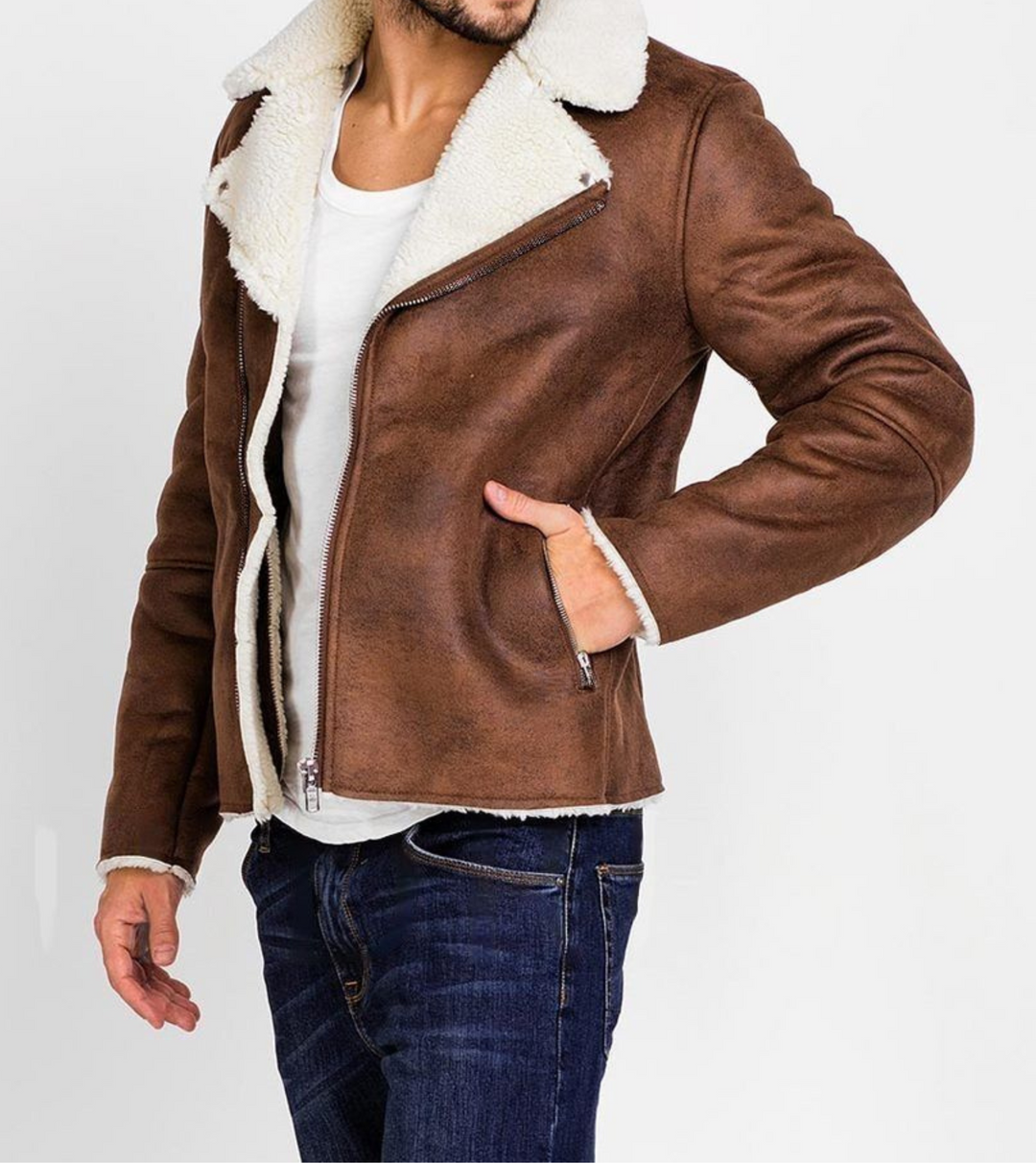 sherpa jacket leather