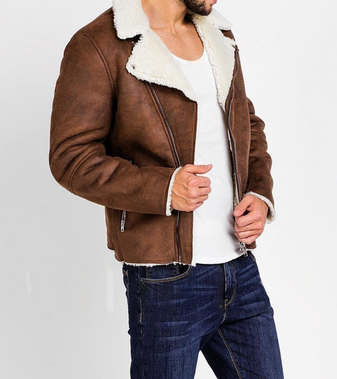 sherpa leather jacket