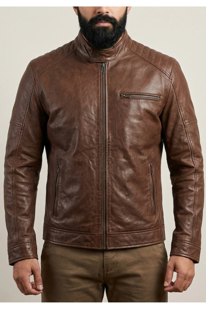 vintage brown leather jacket