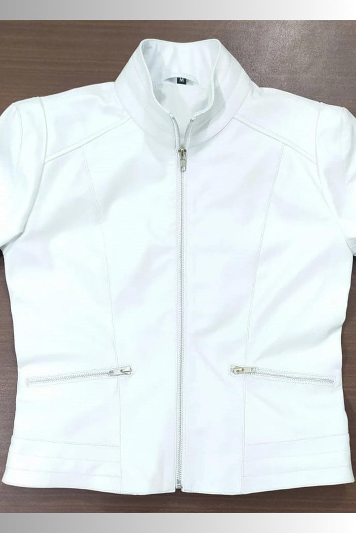 white leather jacket ladies