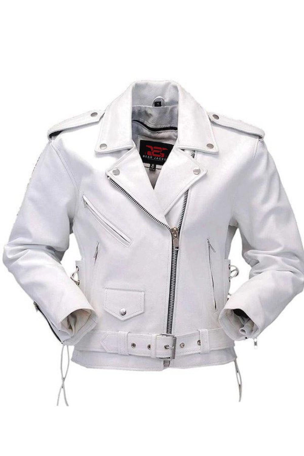 white leather jacket