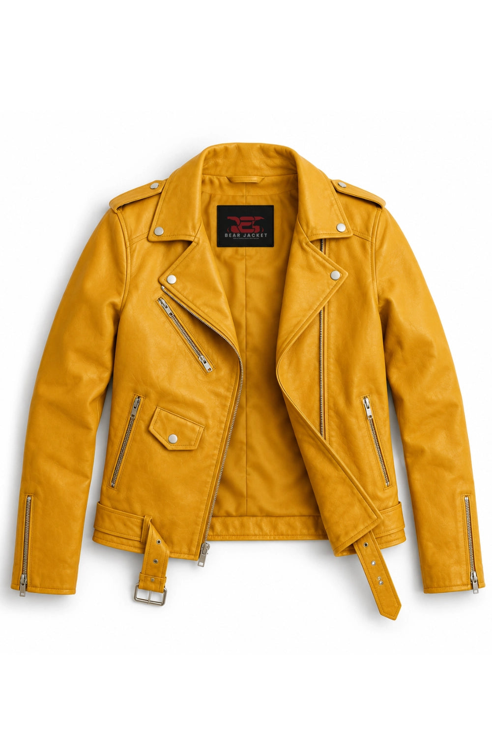 womens yellow biker jacket