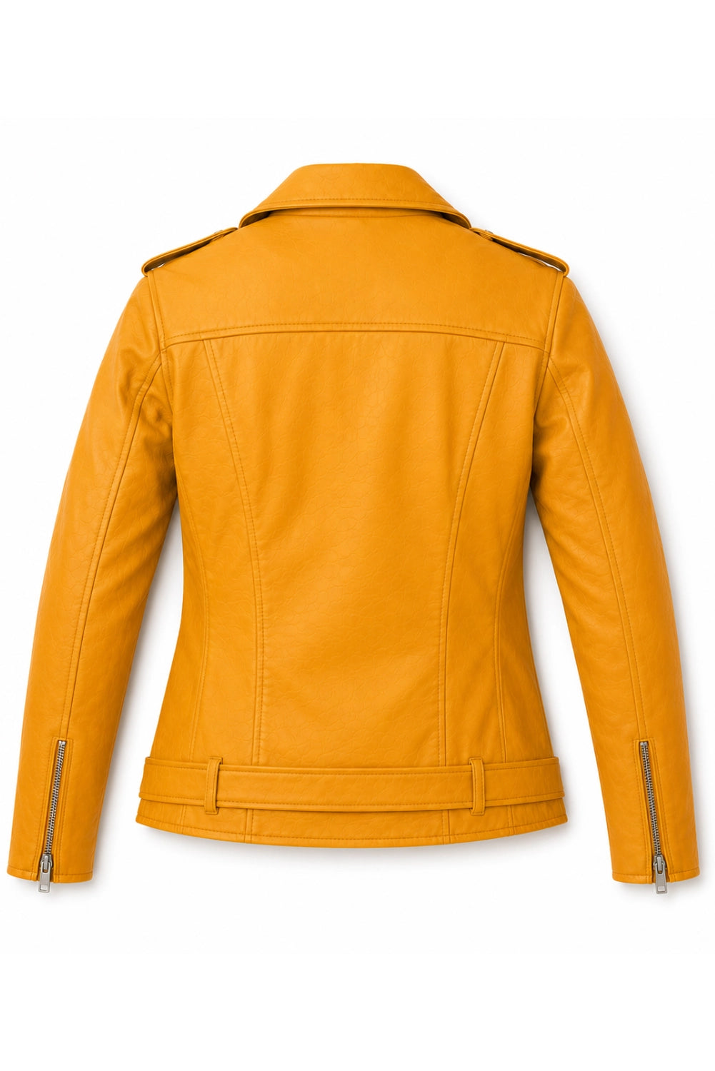 yellow leather jacket womens